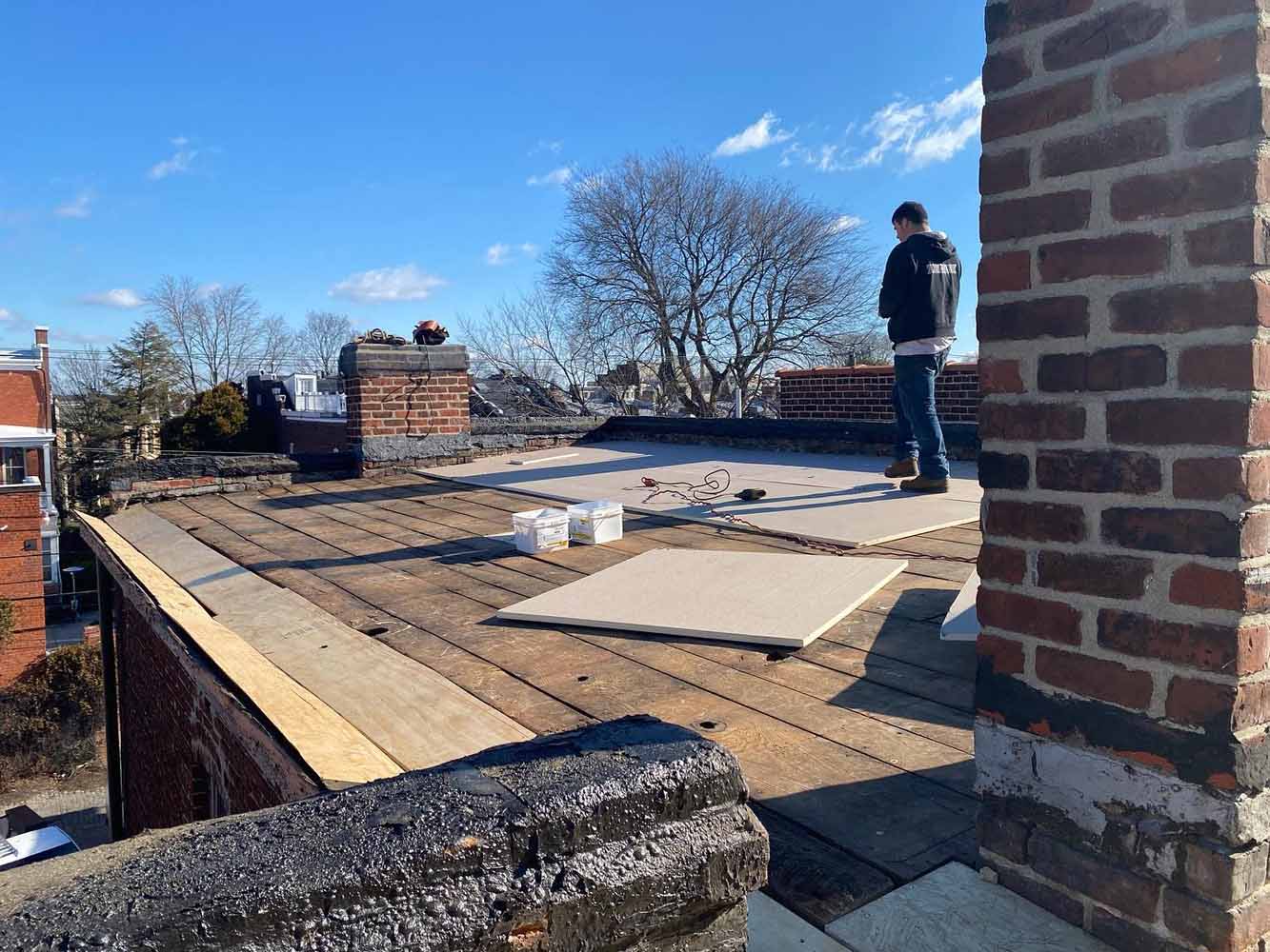 Flat roof replacement on a historic home